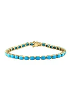 Turquoise Tennis Bracelet in 14k Yellow Gold