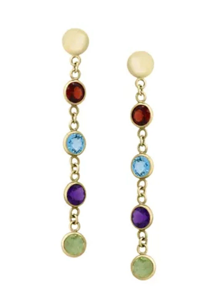 1/3 ct. t.w. Amethyst, 5/8 ct. t.w. Blue Topaz, 1/2 ct. t.w. Garnet, 1/2 ct. t.w. Peridot Earrings in 14k Yellow Gold