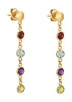 1/3 ct. t.w. Amethyst, 5/8 ct. t.w. Blue Topaz, 1/2 ct. t.w. Garnet, 1/2 ct. t.w. Peridot Earrings in 14k Yellow Gold