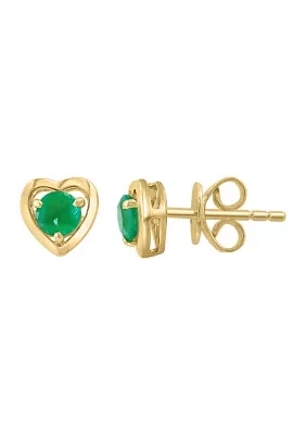 925 Gold Plated Silver Emerald Earrings 