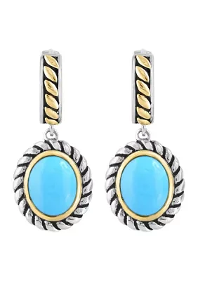 Turquoise Drop Earrings in Sterling Silver and 18K Yellow Gold