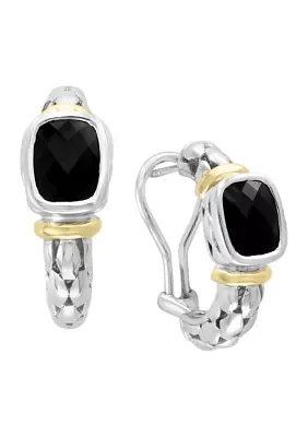 Onyx Cable Hoop Earrings in 18K Yellow Gold and Sterling Silver