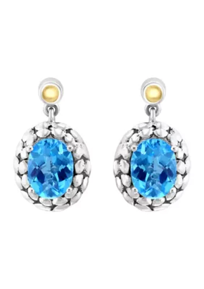 Blue Topaz Stud Earrings in 18K Sterling Silver