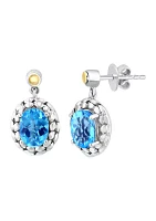 Blue Topaz Stud Earrings in 18K Sterling Silver