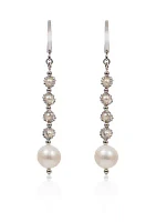 Round Freshwater Pearl Drop Earrings in Sterling Silver