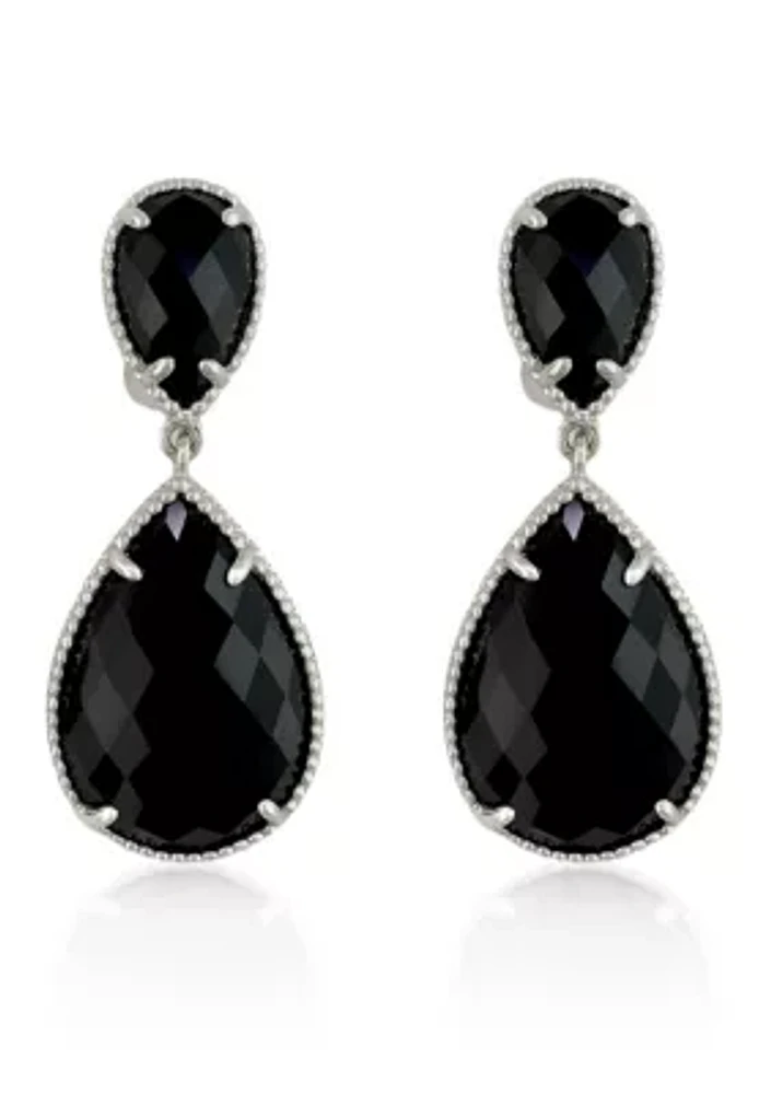 Onyx Drop Earrings in Sterling Silver