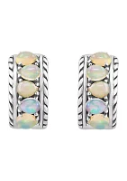 Ethiopian Opal Hoop Earrings in Sterling Silver