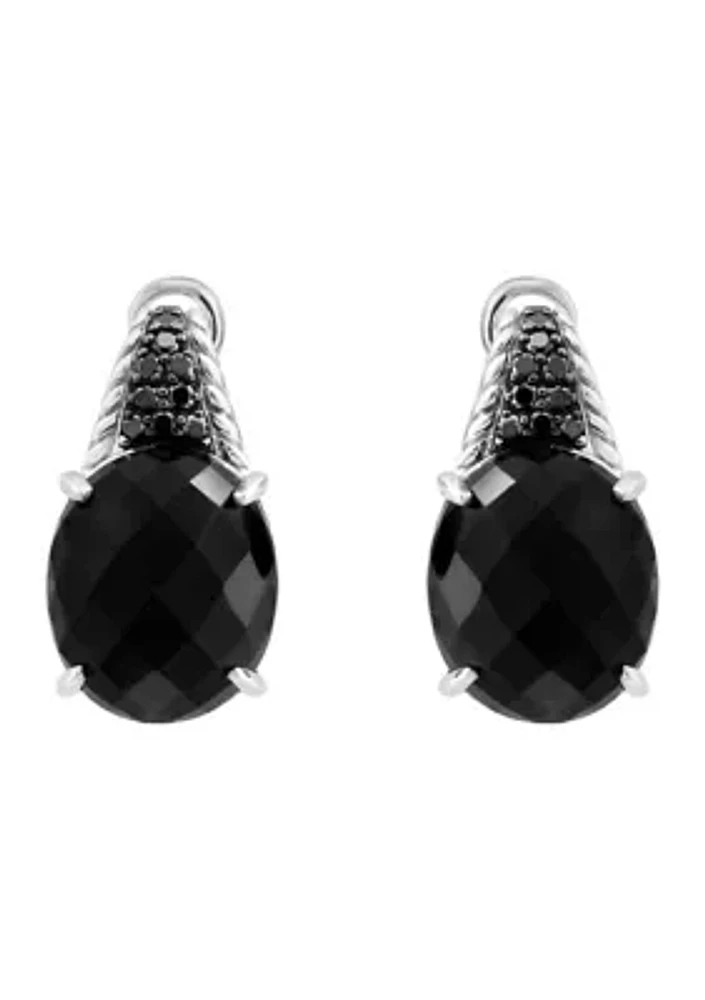 Sterling Silver Black Diamond and Onyx Earrings