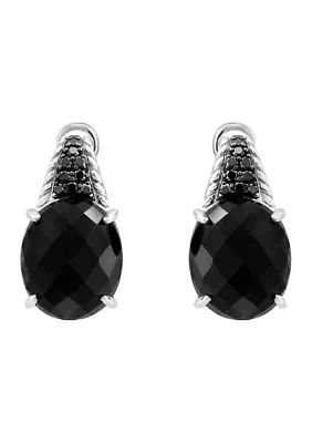 Sterling Silver Black Diamond and Onyx Earrings