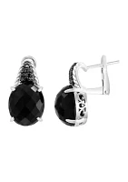 Sterling Silver Black Diamond and Onyx Earrings