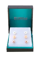 9 Millimeter Freshwater Pearl Stud Earrings in Sterling Silver - Boxed Set