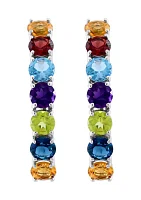 Amethyst, Blue Topaz, London Blue Topaz, Citrine, Garnet, Peridot Hoop Earrings in Sterling Silver