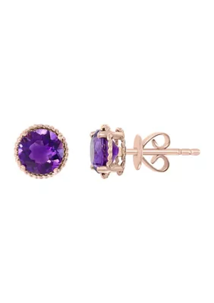  14K Rose Gold Amethyst Earrings