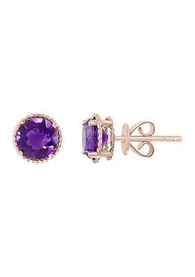  14K Rose Gold Amethyst Earrings