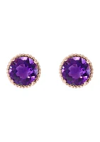  14K Rose Gold Amethyst Earrings