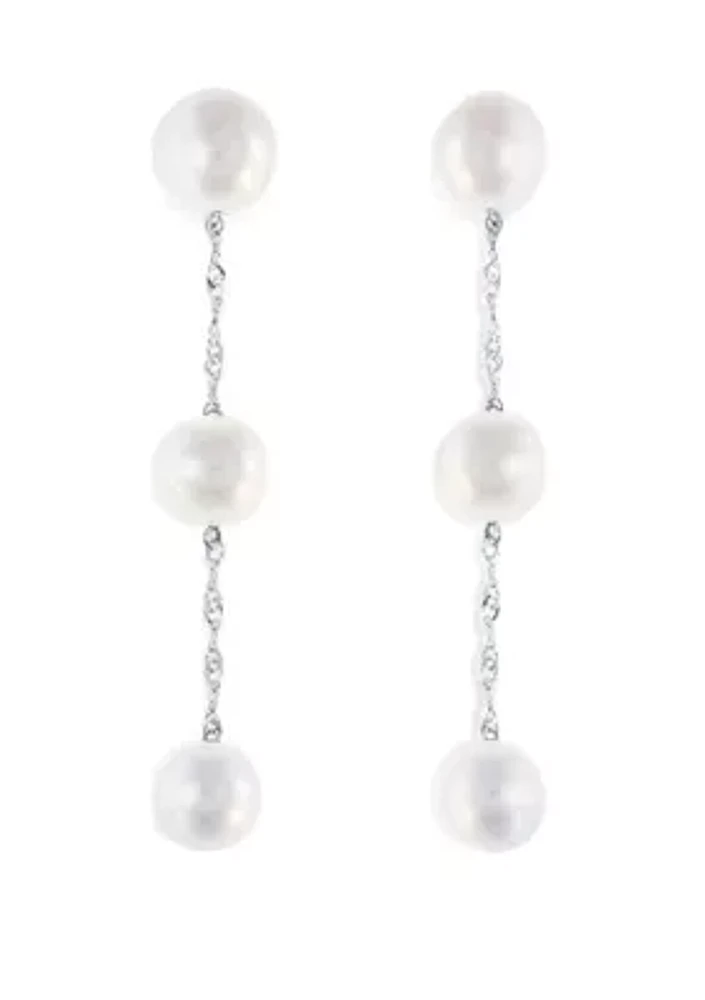 Freshwater Pearl Drop Earrings in 14K White Gold