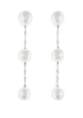 Freshwater Pearl Drop Earrings in 14K White Gold