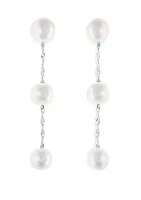 Freshwater Pearl Drop Earrings in 14K White Gold