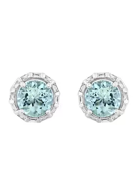 1/3 ct. t.w. Diamond and 2.15 ct. t.w. Aquamarine Earrings In 14k White Gold 