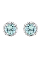 1/3 ct. t.w. Diamond and 2.15 ct. t.w. Aquamarine Earrings In 14k White Gold 