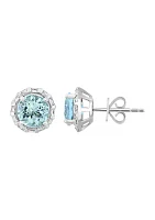 1/3 ct. t.w. Diamond and 2.15 ct. t.w. Aquamarine Earrings In 14k White Gold 