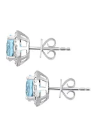 1/3 ct. t.w. Diamond and 2.15 ct. t.w. Aquamarine Earrings In 14k White Gold 