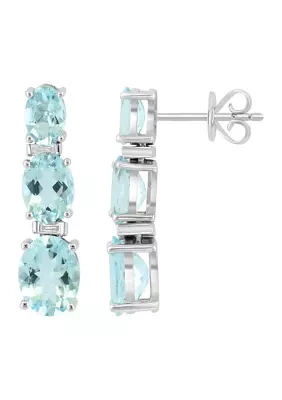 1/10 ct. t.w. Diamond, 4.2 ct. t.w. Aquamarine Earrings in 14K White Gold