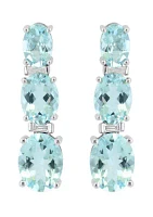 1/10 ct. t.w. Diamond, 4.2 ct. t.w. Aquamarine Earrings in 14K White Gold