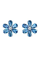 1/10 ct. t.w. Diamond, 3.2 ct. t.w. London Blue Topaz Earrings in 14K White Gold