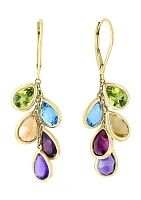  8.7 ct. t.w. Mixed Semi Precious Gemstone Mosaic Drop Earrings in 14K Yellow Gold