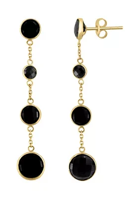 Onyx Drop Earrings in 14k Yellow Gold 