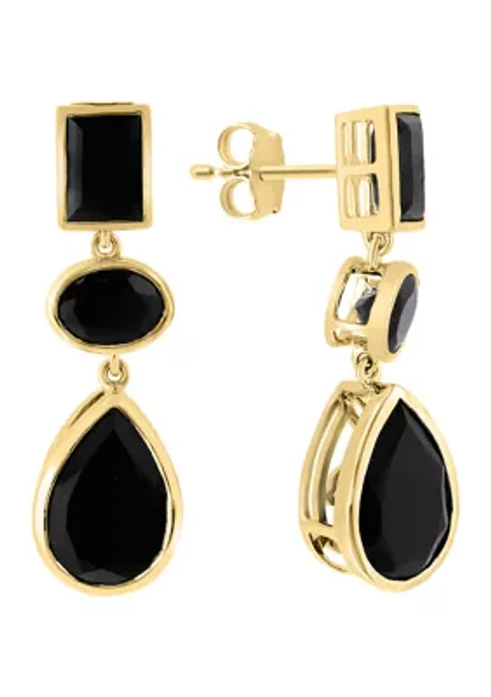 9 ct. t.w. Onyx Earrings in 14K Yellow Gold