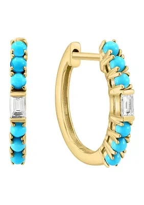 1/8 ct. t.w. Diamond, 1/2 ct. t.w. Turquoise Ring in 14K Yellow Gold