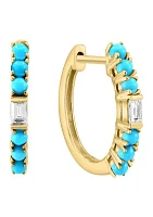 1/8 ct. t.w. Diamond, 1/2 ct. t.w. Turquoise Ring in 14K Yellow Gold