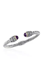 Amethyst Bangle in Sterling Silver and 18K Yellow Gold