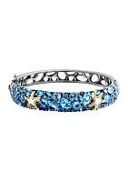 Blue Topaz, London Blue Topaz, and Sapphire Starfish Bangle Bracelet in 18K Sterling Silver