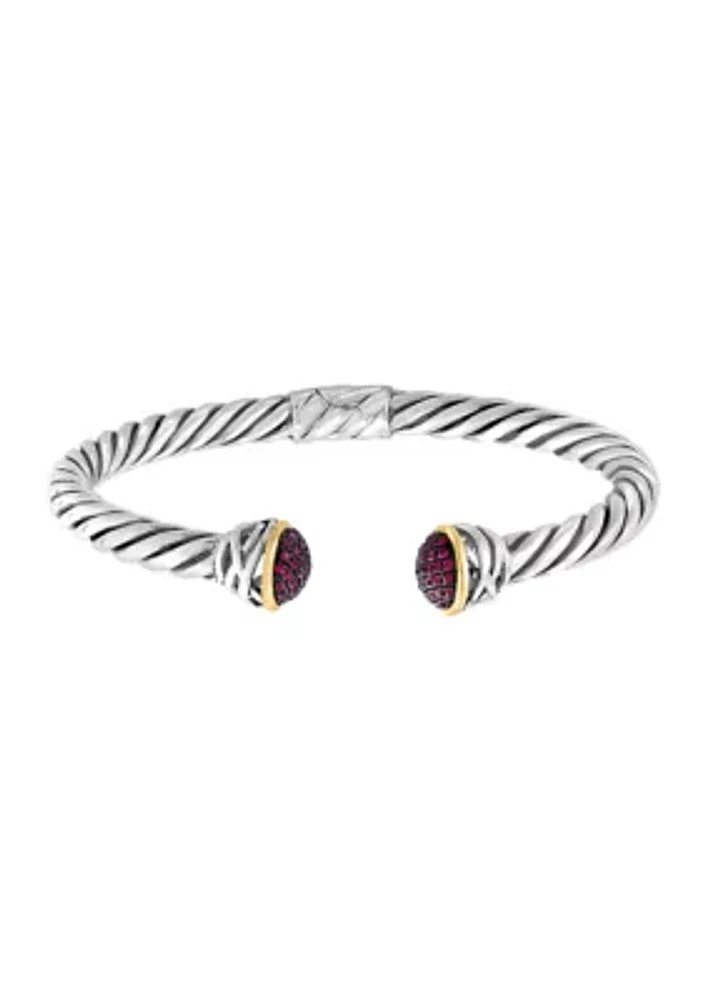 Ruby Bangle Bracelet in 18K Sterling Silver