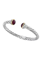 Ruby Bangle Bracelet in 18K Sterling Silver