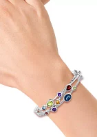 1/4 ct. t.w. Diamond, Amethyst, London Blue Topaz, Citrine, Garnet and Peridot Bangle Bracelet in 925 Sterling Silver