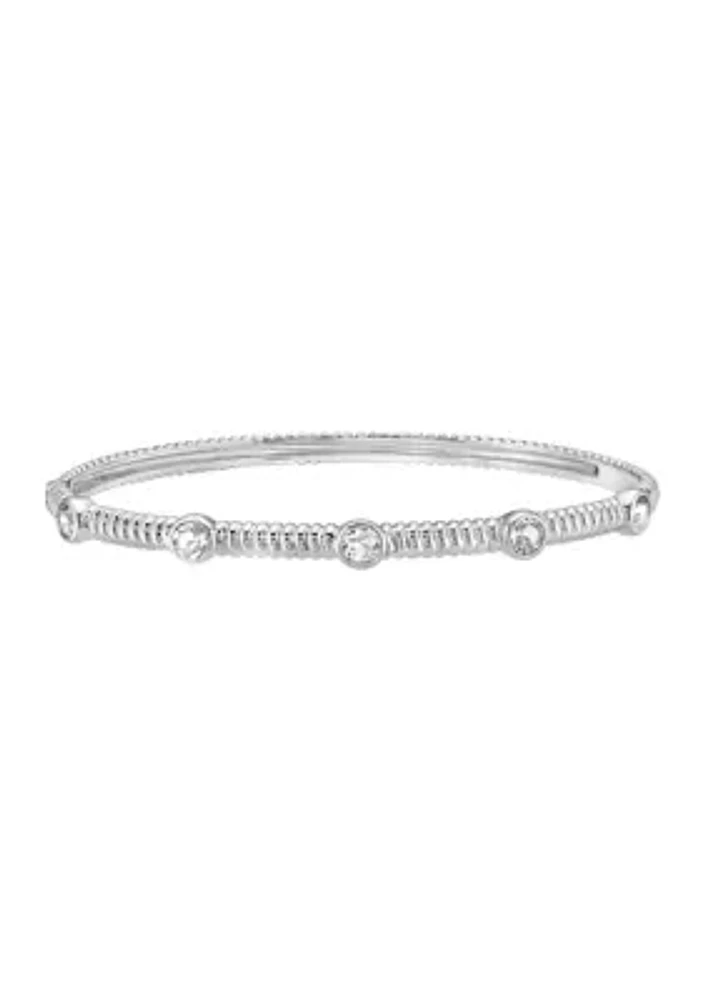 Sherling Silver White Topaz Bangle Bracelet