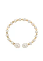 Freshwater Pearl Bangle Bracelet in 14k Yellow Gold