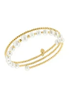 14K Yellow Gold Freshwater Pearl Adjustable Bracelet 