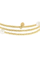 14K Yellow Gold Freshwater Pearl Adjustable Bracelet 