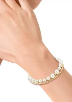 14K Yellow Gold Freshwater Pearl Adjustable Bracelet 