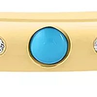 1/8 ct. t.w. Diamond, 1.05 ct. t.w. Turquoise Bangle Bracelet in 14K Yellow Gold