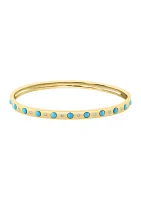 1/8 ct. t.w. Diamond, 1.05 ct. t.w. Turquoise Bangle Bracelet in 14K Yellow Gold