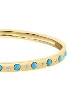 1/8 ct. t.w. Diamond, 1.05 ct. t.w. Turquoise Bangle Bracelet in 14K Yellow Gold