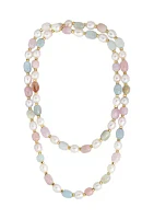 14K Yellow Gold Multi Shade Freshwater Pearl Necklace 