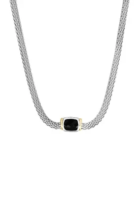 Onyx Cable Necklace in 18K Sterling Silver