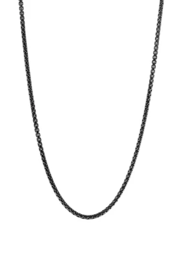 Men's 24 Inch Sterling Silver with Black Rhodium Chain